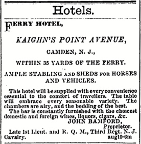 1872 Advertisement for Bamford' Ferry House Hotel